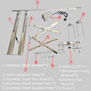 ETE ETMATE BBQ Elektrische Rotisserie Kit Automatische 15 Watt Universal Rotisserie Kit Outdoor Großen Grill Rotisserie Spieß Roaster Rod Großen Grill für Party Camping Karneval - 9