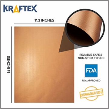 Kraftex Kupfer Grillmatten 4 GROSSE Packung. Kupfer-Grillmatten Antihaftbeschichtung für Grills, Öfen und Backen. Grillmatten für Gasgrill, Holzkohle oder Elektro. - 4