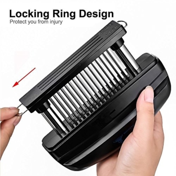 Fleisch-Tenderizer - Professionelles Kommerzielles Küchenwerkzeug mit 48 Klingen aus rostfreiem Stahl mit Rasiermesser(Black) - 8