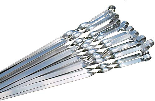 8 Grillspieße Edelstahl 40cm - Extra Lange Fleischspieße Mit Holzgriff