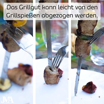 JMA – 6 Grillspieße aus rostfreiem Edelstahl (AISI 430) – extra Lange Schaschlikspieße 53cm - Holzgriff aus Buchenholz – inkl. praktischer Tragetasche – hochwertige Qualität - 7