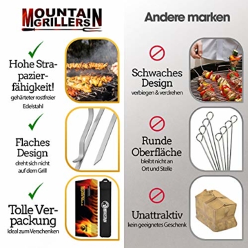 Mountain Grillers - Grillspieße, Schaschlikspieße aus Edelstahl (x 10 Stück) - Lange Spieße für Fleisch, Gemüse, Stockbrot zum Grillen - Grillzubehör - 3