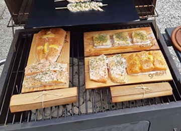 6 Pack XL Grillbretter - Zedernholzbrett zum Grillen - Räucherbretter aus Zedernholz von grillart® hergestellt aus 100% natürlichem Western Red Zedernholz für einen besonderen Grillgeschmack - 4