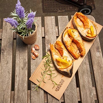 3er Pack Räucherbretter aus kanadischen Zedernholz | ca. 28x14x1cm Grillbretter bw. BBQ-Bretter ideal für Fisch Gemüse Fleisch | Räucherplanken für mehr Aroma & echtes Geschmackserlebnis - 5