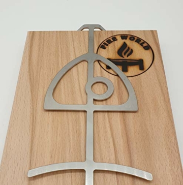 Flammlachsbretter - Original Flammlachsbrett - Halterung aus Edelstahl - Flammlachsbrett aus Buche - Feuerschale (2er Set) - 4