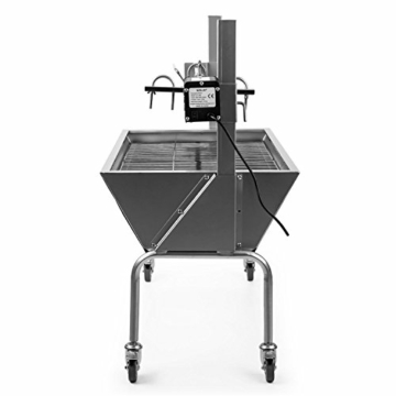 OneConcept Sauenland - Grill, Spanferkelgrill, Lammgrill, Holzkohlegrill, Elektro-Motor, Edelstahl-Drehspieß, höhenverstellbar, 2 Grillroste, 4 Rollen, mit Bremsen, Silber - 3