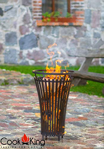 großer Feuerkorb zum Wärmen und Grillen "Flame" Ø 45cm Feuerstelle für den Garten aus Stahl Feuersäule als Wärmequelle oder Grill CookKing - 5
