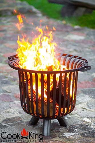 Feuerkorb mit Fuß Verona Ø 60cm Feuerstelle für den Garten aus Stahl Feuersäule als Wärmequelle oder Grill Hand Made Product CookKing - 5