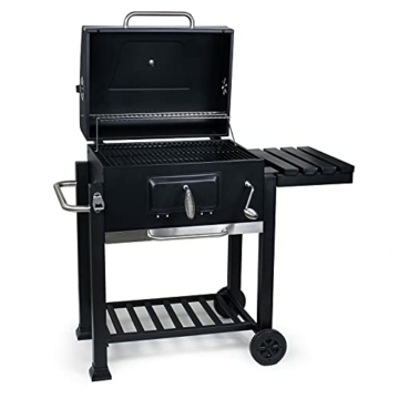 Wiltec BBQ Holzkohle Grillwagen mit Deckel, Ablage und Feuerklappe, Höhenregulierung für Kohle, Thermometer - 2
