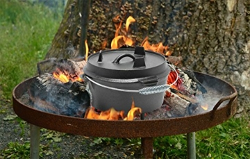 Wiltec Dutch Oven 6l mit Füßen und Deckelheber Kochtopf aus Gusseisen Feuertopf für Lagerfeuer und Camping - 8