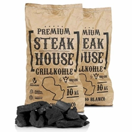 BBQ-Toro Premium Steak House Grillkohle | 20 kg | Querbracho Blanco Kohle | Holzkohle in Restaurant Qualität | Steakhousekohle - 1