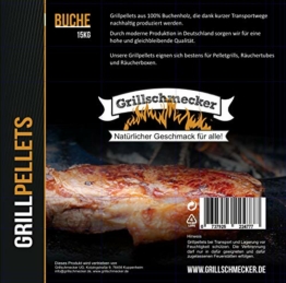 Grillschmecker Grillpellets - Holzpellets aus 100% Reiner Buche für Grill, Pelletofen & Smoker - 15kg Sack - 1