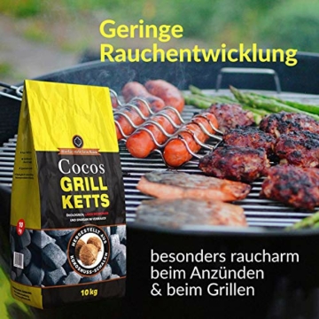 Holzkohlewerk Lüneburg Cocos Grillketts Premium Grillbriketts aus Kokos-Kohle - 20kg - extra Lange Brenndauer - ideal für Dutch Oven, Smoker Grillbriketts Testsieger - 3
