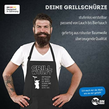 MoonWorks Grill-Schürze für Männer mit Spruch Grill Wurst Aufpassen du musst, die Wurst Schon eine dunkle Seite hat Küchenschürze schwarz Unisize - 4