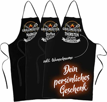 Shirtoo Grillschürze mit Spruch personalisierbar - Grillmeister [Wunschname] der Mann, der Mythos, die Legende schwarz - 2