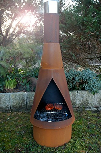 YERD Corten Terrassen-Ofen/Grill-Kamin Denver BBQ: Echter Corten-Stahl Gartenkamin (Edelrost), inkl. Grill-Rost (L 125cm Corten) - 6