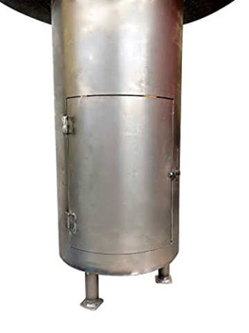 acerto 40657 215cm hohe Feuertonne für den Garten - 115cm hohe Feuertonne mit Motiv auf Füßen & 100cm Rauchabzug - Feuertonne Stehtisch mit Tischplatte und 115cm Durchmesser - 3