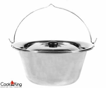 JS GartenDeko Dreibein H 180 cm mit Gulaschtopf 14 L aus Edelstahl Schwenkgrill Tripod Kochen Edelstahltopf Edelstahlkessel CookKing - 2