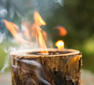 KOTARBAU® Schwedenfeuer mit Anzünddocht Gartenfackel Gartenkerze in einem Holzklotz Holzschaum Holzfackel Grill Picknick Garten Standard Finnenfackel - 5