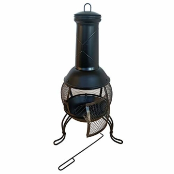 TAINO Terrassenofen mit Funkenschutz Gartenkamin Feuerstelle Terrasse Gartenfeuer Gartenofen aus Stahl Schwarz - 2