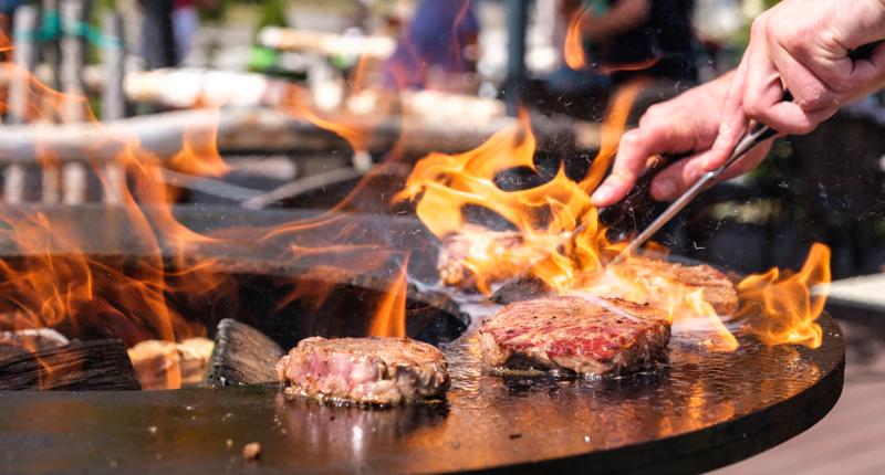 Grill mit Feuerplatte