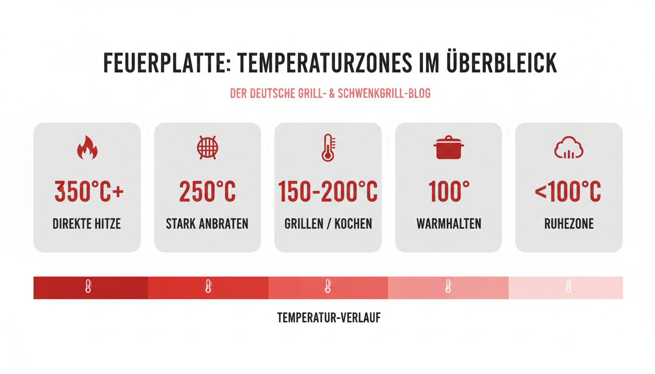 Feuerplatte: Temperaturzonen im Überblick