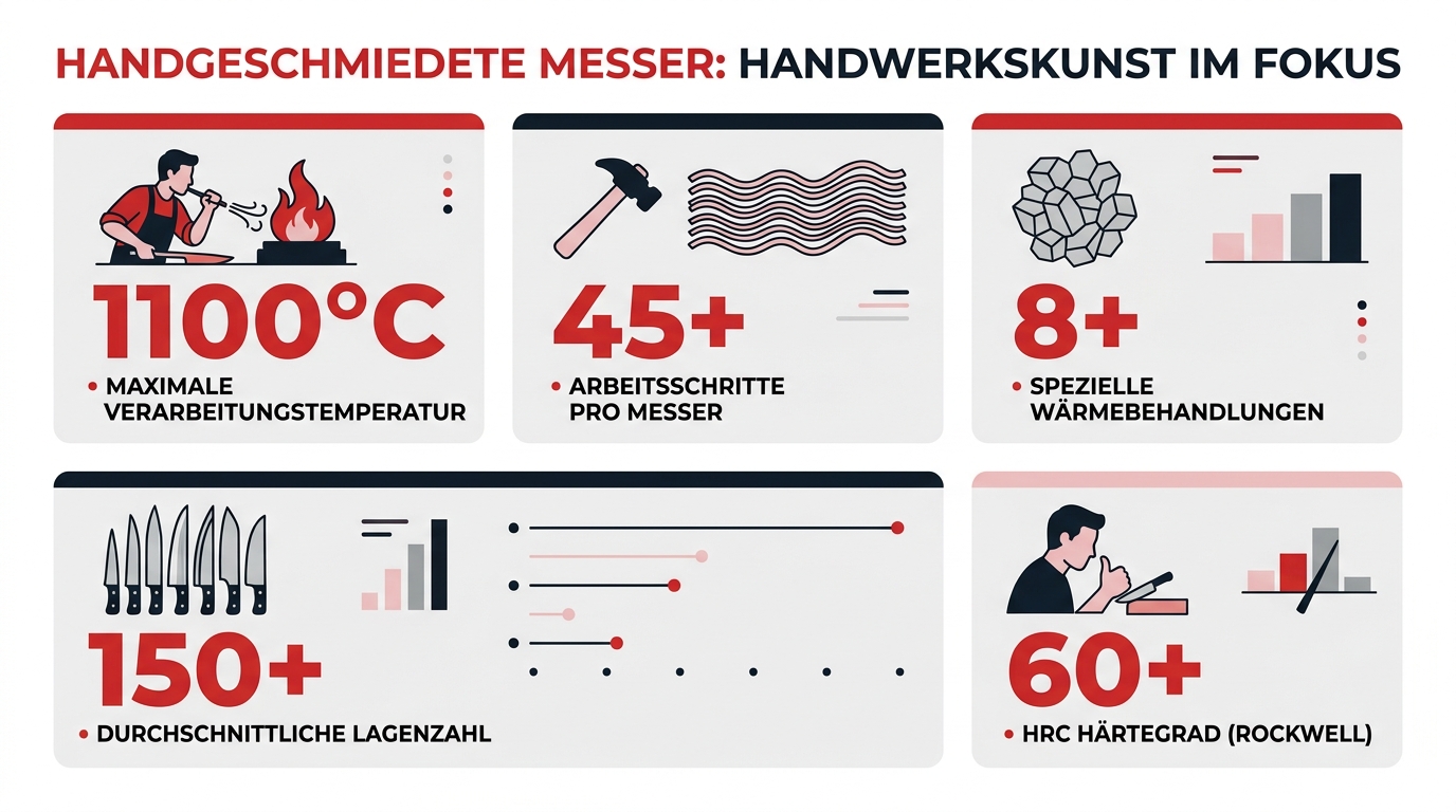 Handgeschmiedete Messer: 45+ Arbeitsschritte und 1.100°C Verarbeitungstemperatur